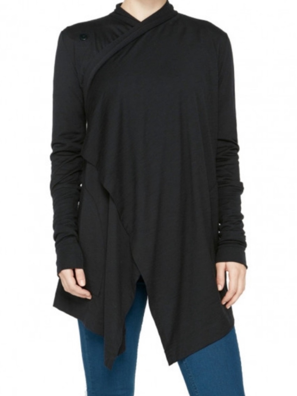 Icebreaker Merino wool Sydney Black Waterfall Open-Front Women's Cardigan M